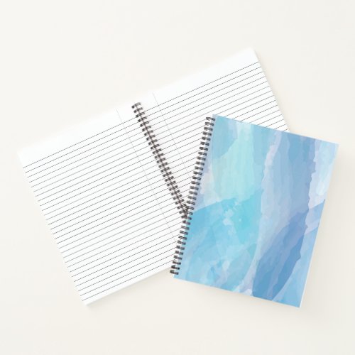 Blue abstract cool water color brush stroke art notebook