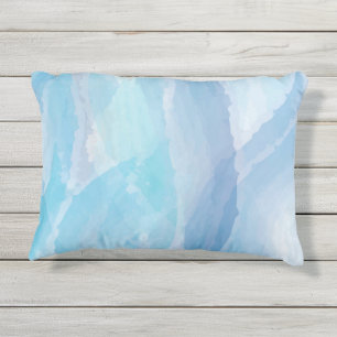 Blue, abstract, cool water color brush stroke art outdoor pillow