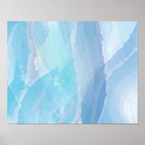 Blue abstract cool water color brush stroke art poster