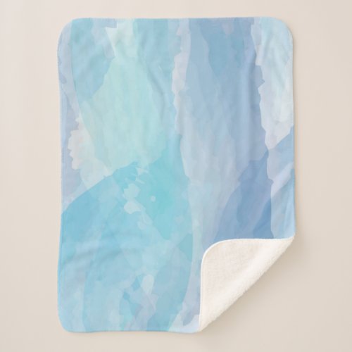 Blue abstract cool water color brush stroke art sherpa blanket