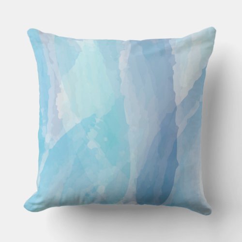 Blue abstract cool water color brush stroke art throw pillow