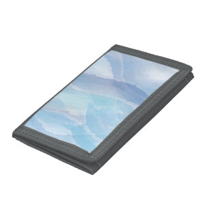 Blue, abstract, cool water color brush stroke art tri-fold wallet
