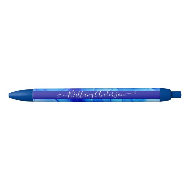 Blue Abstract Custom Name Pen (Front)