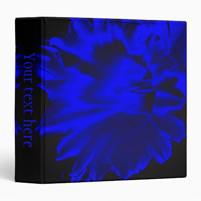 Blue Abstract Daffodil Flower Art Personalized 3 Ring Binder (Front/Spine)