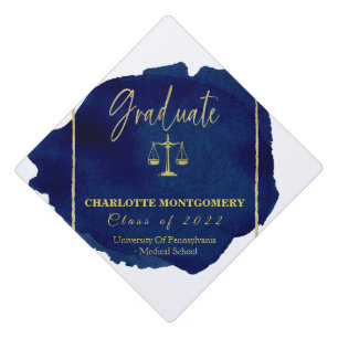 Blue Abstract Elegant Law School Graduation  Cap Topper