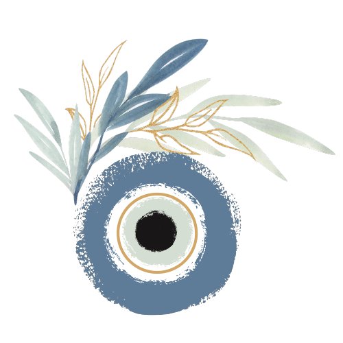 Blue abstract evil eye with leaves magnet classic round sticker