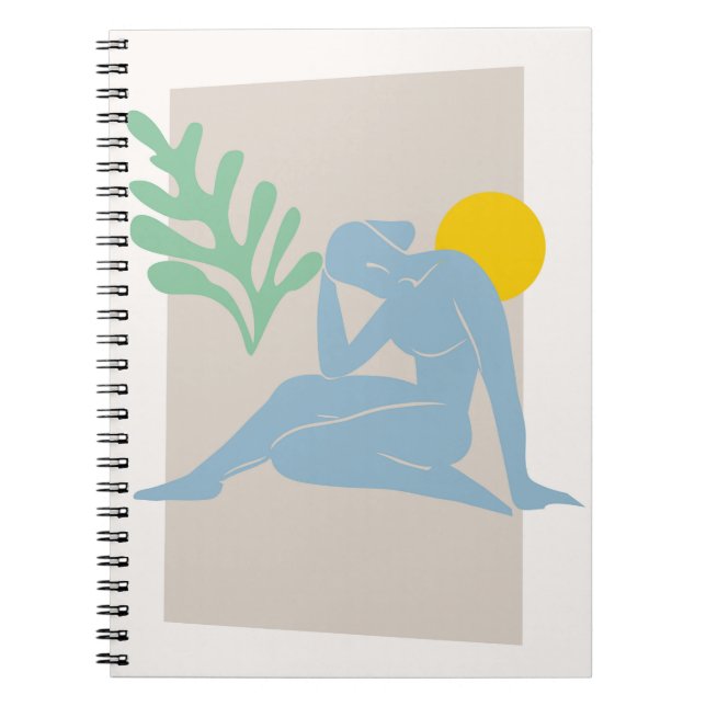 Blue Abstract Figure with Sun Notebook (Front)