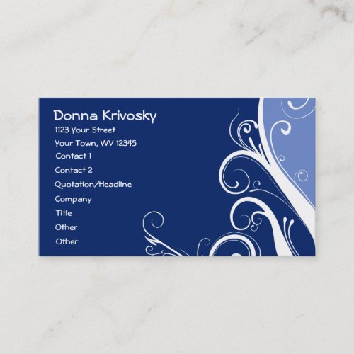 Blue Abstract Floral Business Card Template