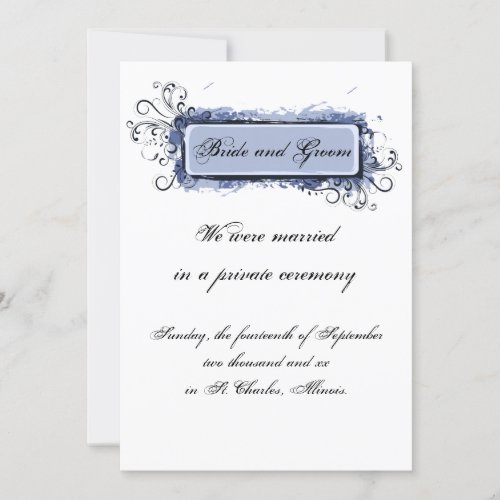 Blue Abstract Floral Elopement Announcement