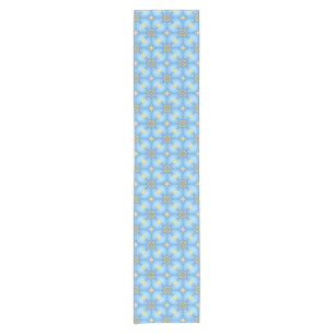 Blue Abstract Floral  Short Table Runner