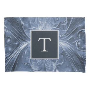 Blue Abstract Flourish Monogram Pillowcase