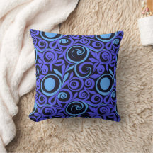 Blue Abstract Flowers Throw Pillow