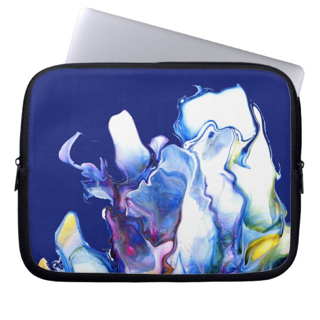 Blue Abstract Fluid Art Laptop Sleeve (Front)