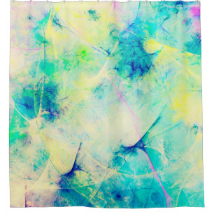 blue abstract fractal background 3d rendering3d, a shower curtain