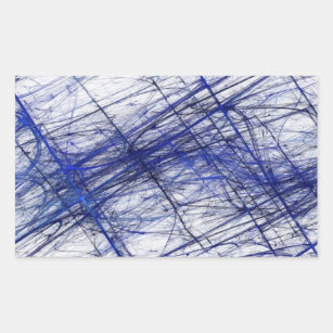Blue Abstract Fractal Rectangle Sticker
