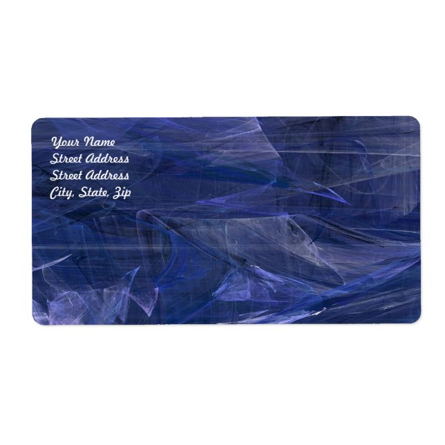 Blue Abstract Fractal Shipping Label (Front)