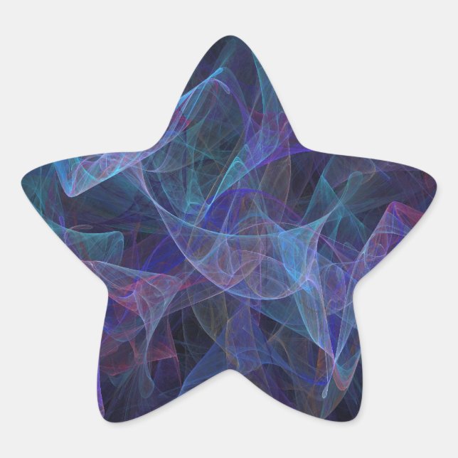 Blue Abstract Fractal Star Sticker (Front)