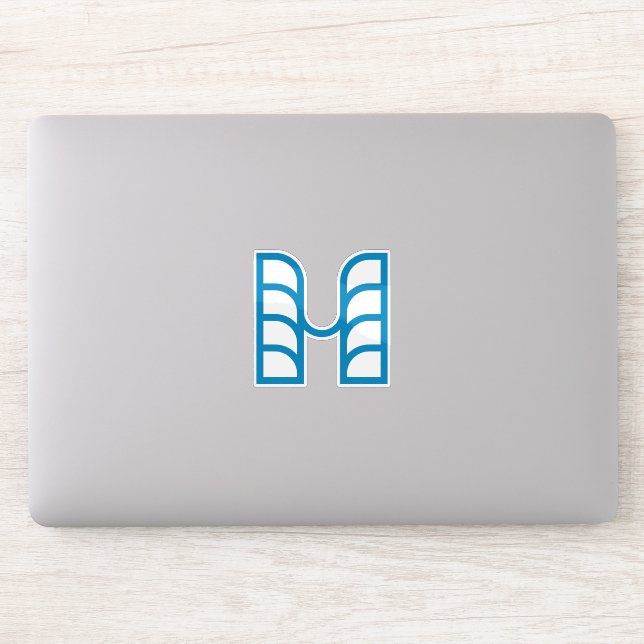 Blue Abstract Geometric M  Sticker (Computer)