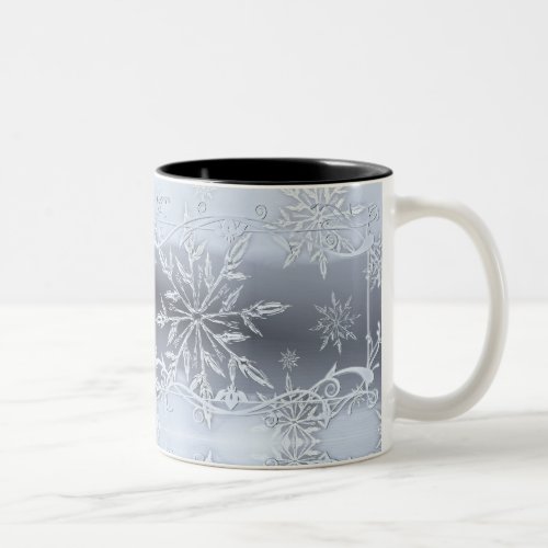 Blue Abstract Geometric Snowflakes Glass Two_Tone Coffee Mug