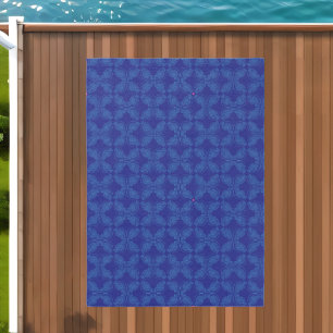 Blue Abstract Geometric Tiles Outdoor Rug