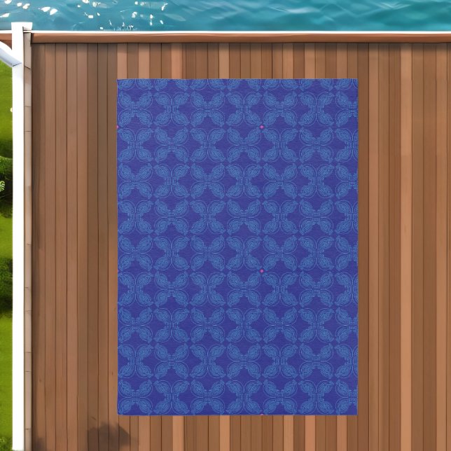 Blue Abstract Geometric Tiles Outdoor Rug (Insitu (Outdoor 2))