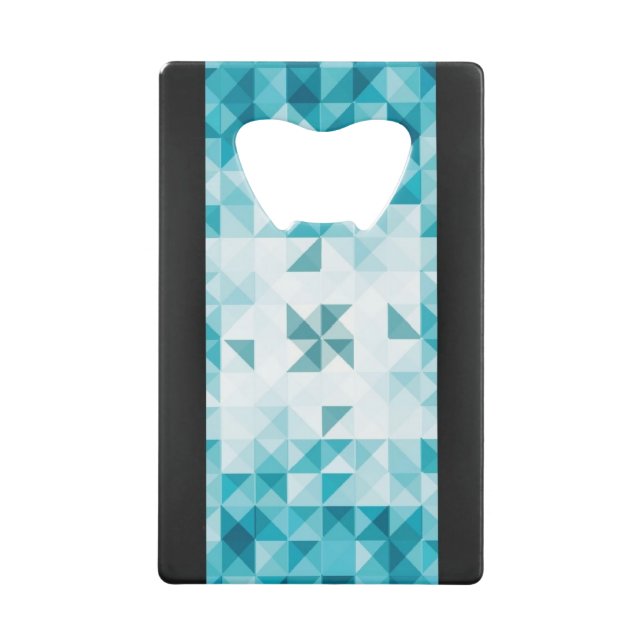 Blue Abstract Geometrical Background Template Credit Card Bottle Opener (Front)