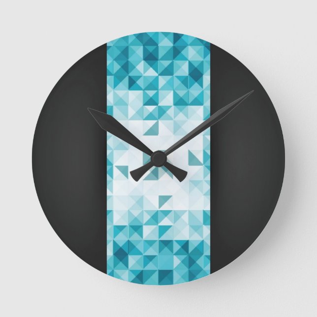 Blue Abstract Geometrical Background Template Round Clock (Front)