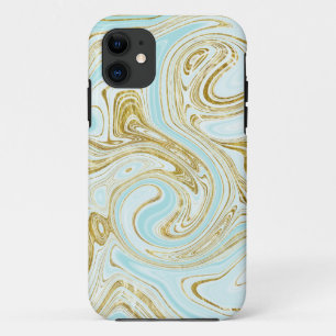 Blue Abstract Gold Glitter Chic Stylish  iPhone 11 Case