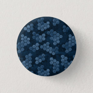Blue Abstract Honeycomb Pattern Button