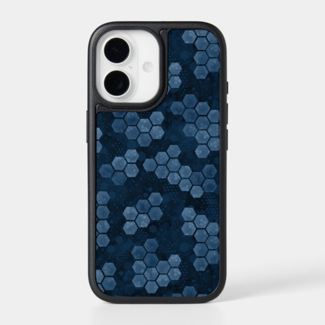 Blue Abstract Honeycomb Pattern Otterbox iPhone Case (Back)