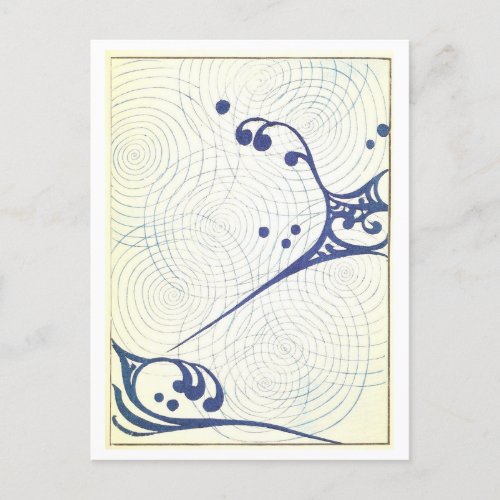 Blue Abstract Japanese Design Postcard