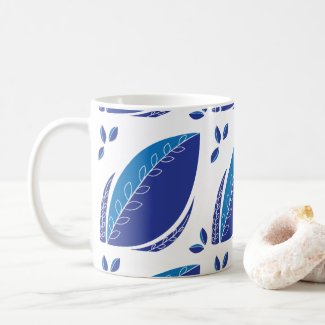 Blue Abstract Leaf Pattern