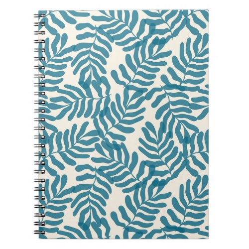 Blue abstract leaves pattern notebook