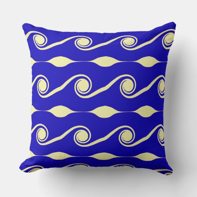 Blue Abstract Life Waves Throw Pillow (Front)