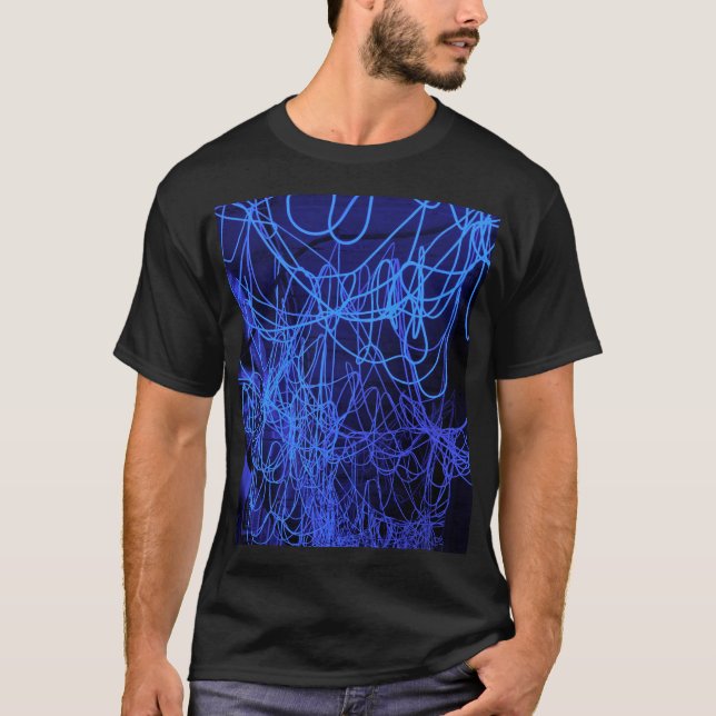 Blue abstract light lines T-Shirt (Front)