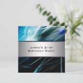 Blue Abstract Mans 21st Birthday Party Invitation (Standing Front)