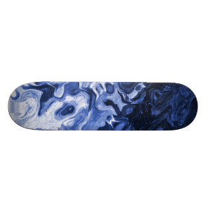Blue Abstract Marble Art Skateboard Deck