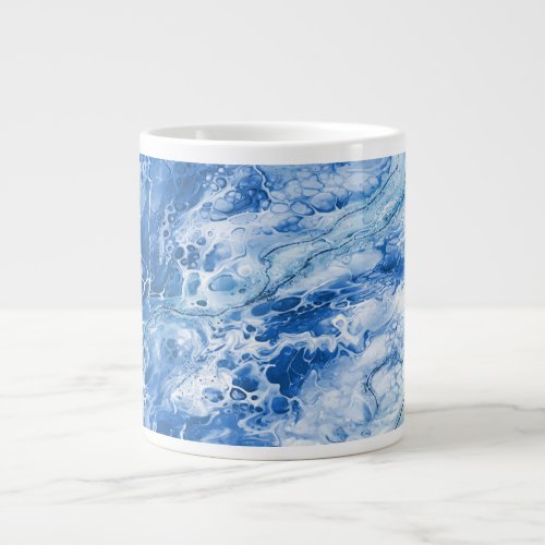 Blue Abstract Marble Background Giant Coffee Mug