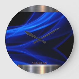 Blue Abstract-&amp; Metal Design Large Clock