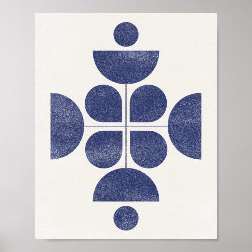 Blue abstract mid century pattern poster