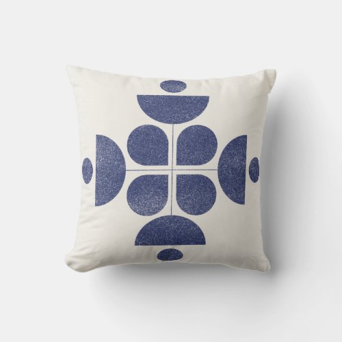 Blue abstract mid century pattern throw pillow