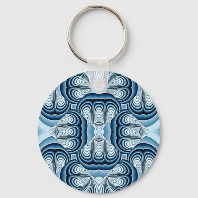 Blue Abstract Mirrors Keychain (Front)