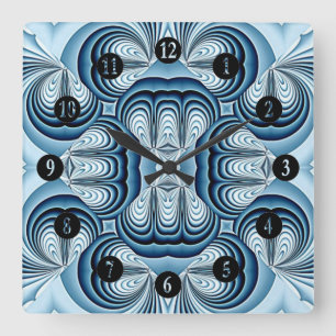 Blue Abstract Mirrors Square Wall Clock