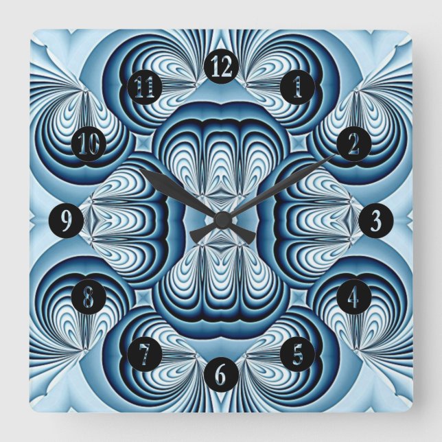 Blue Abstract Mirrors Square Wall Clock (Front)