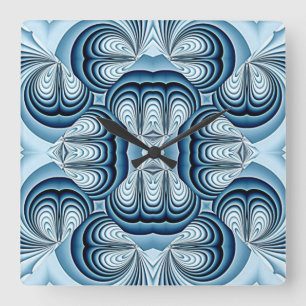 Blue Abstract Mirrors Square Wall Clock