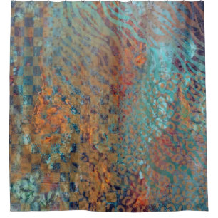 Blue Abstract Mixed Animal And Zebra Skin Shower Curtain