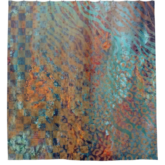  Blue Abstract Mixed Animal And Zebra Skin  Shower Curtain (Front)