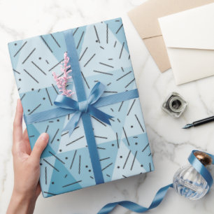 Blue Abstract Modern Art Triangle Pattern Wrapping Paper