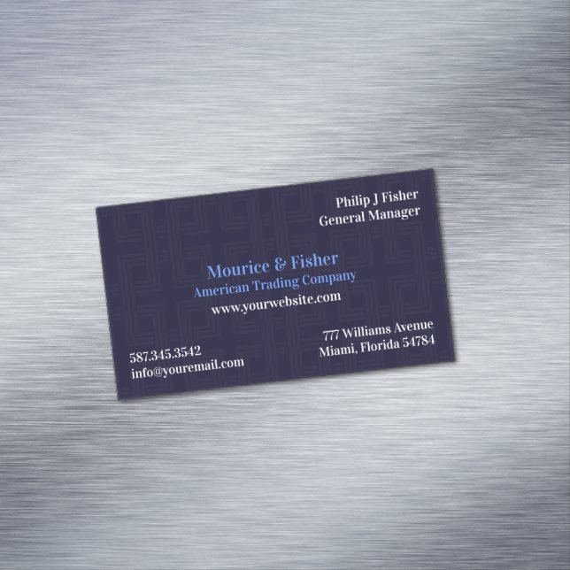 Blue Abstract Modern Business Card Magnet (In Situ)
