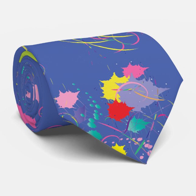 Blue Abstract Modern Pattern, Modern Colorful Art Neck Tie (Rolled)